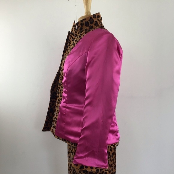Suzanne Somers Collection vintage? Leopard print skirt suit pink lining … - Picture 12 of 15